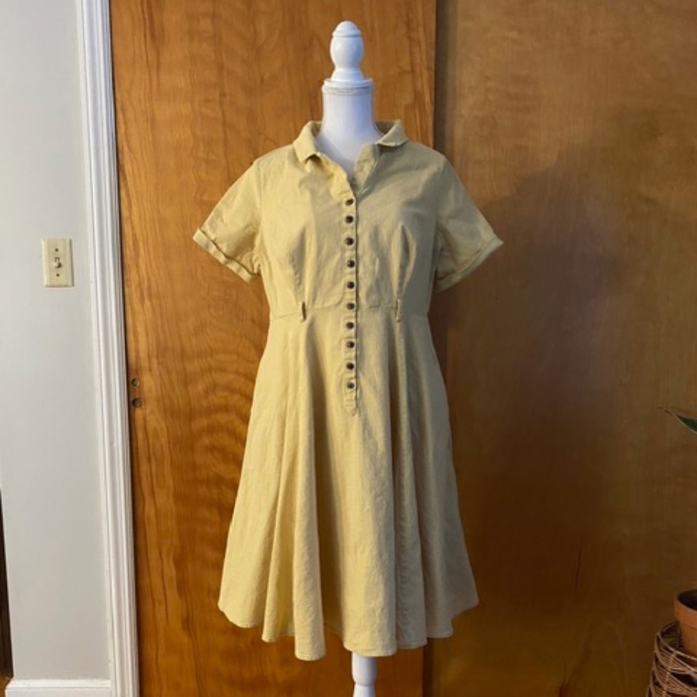 Collectif x Modcloth Yellow Vintage Style Shirt Dress